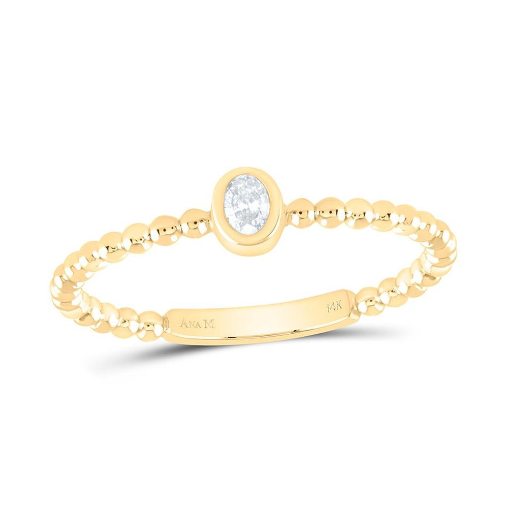 Yellow Gold Natural Diamond Ov I1 Oval Ring - 1/12 Carat Total Diamond Weight
