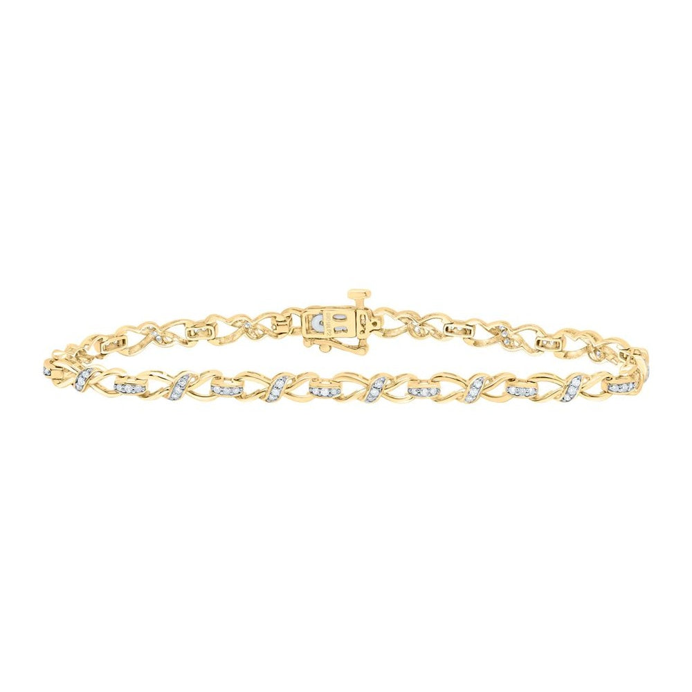 Yellow Gold Natural Diamond P2 Bracelet (7 Inch) - 1/2 Carat Total Diamond Weight
