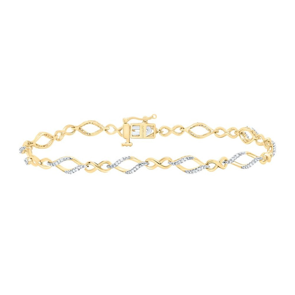 Yellow Gold Natural Diamond P2 Bracelet (7 Inch) - 1/5 Carat Total Diamond Weight