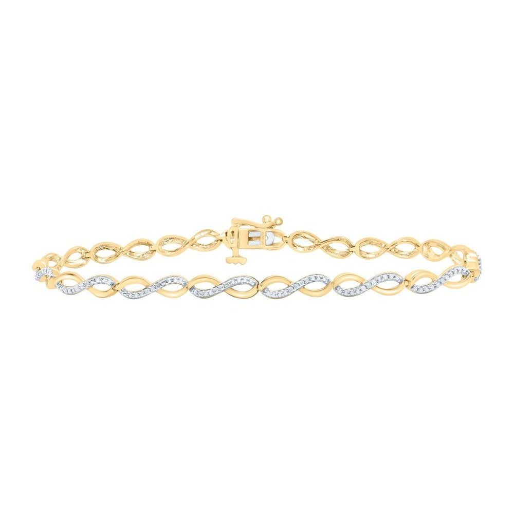 Yellow Gold Natural Diamond P2 Gift Bracelet (7 Inch) - 1/6 Carat Total Diamond Weight
