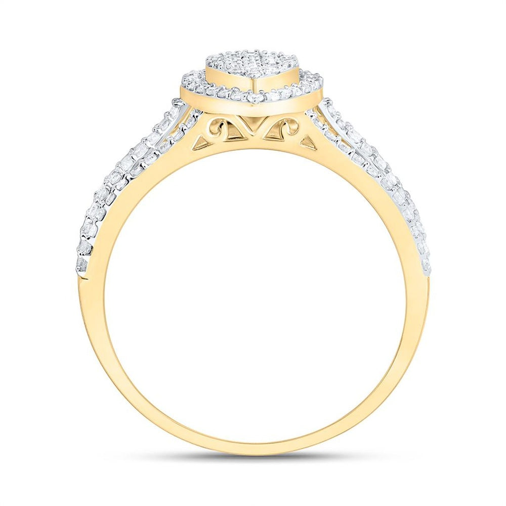 Yellow Gold Natural Diamond Pear Ring - 1/2 Carat Total Diamond Weight