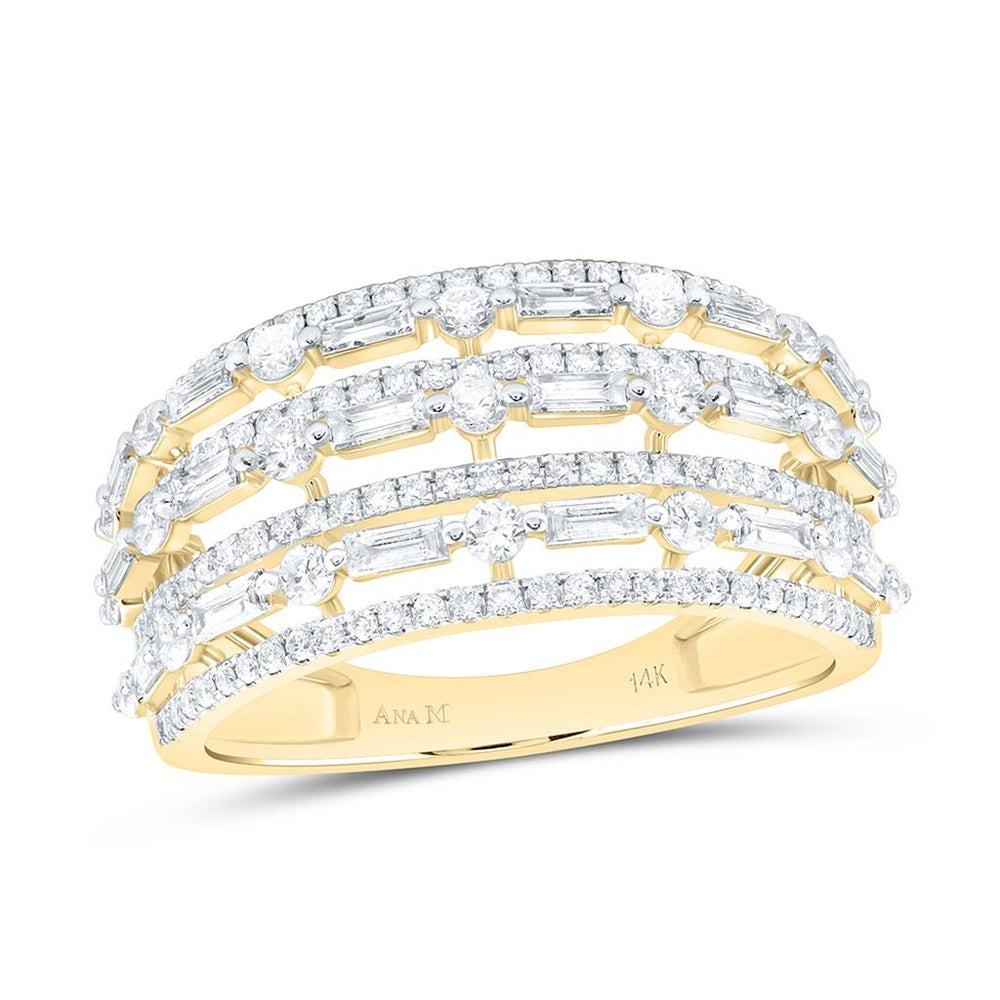 Yellow Gold Natural Diamond Ring - 1 1/3 Carat Total Diamond Weight