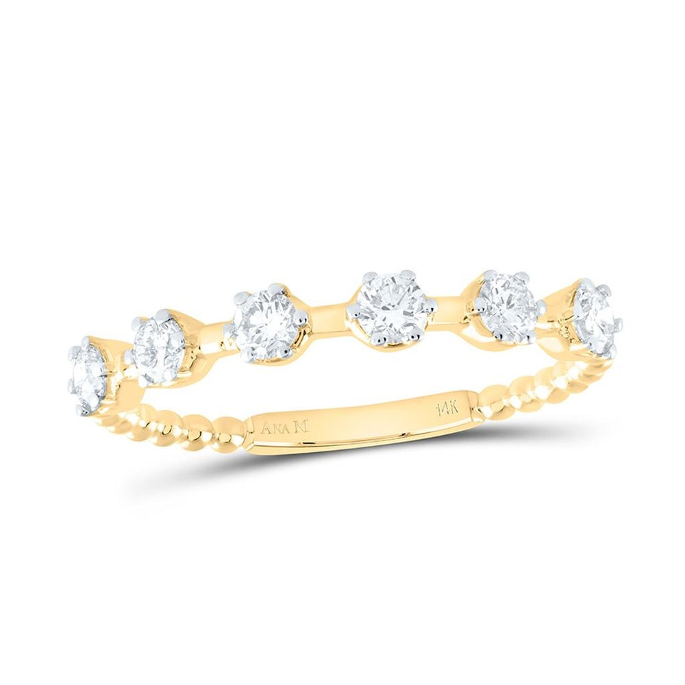 Yellow Gold Natural Diamond Ring - 3/8 Carat Total Diamond Weight