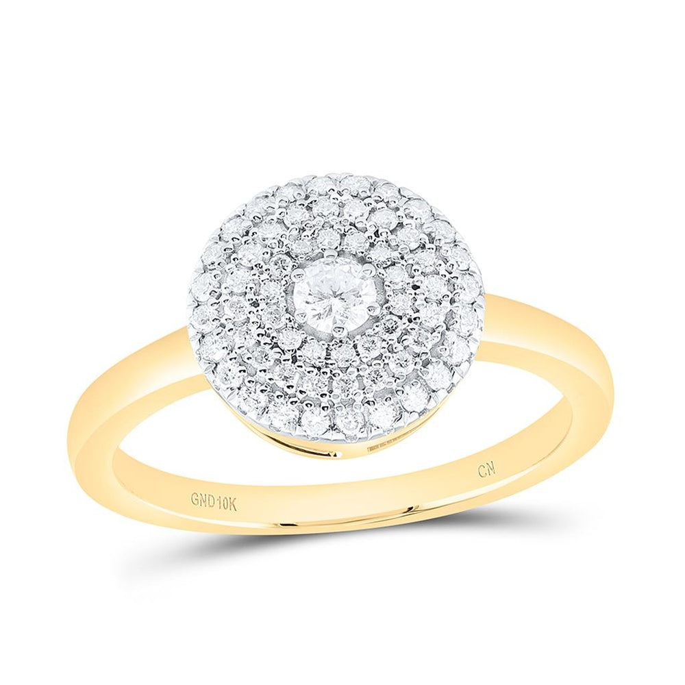 Yellow Gold Natural Diamond Round Ring - 1/3 Carat Total Diamond Weight