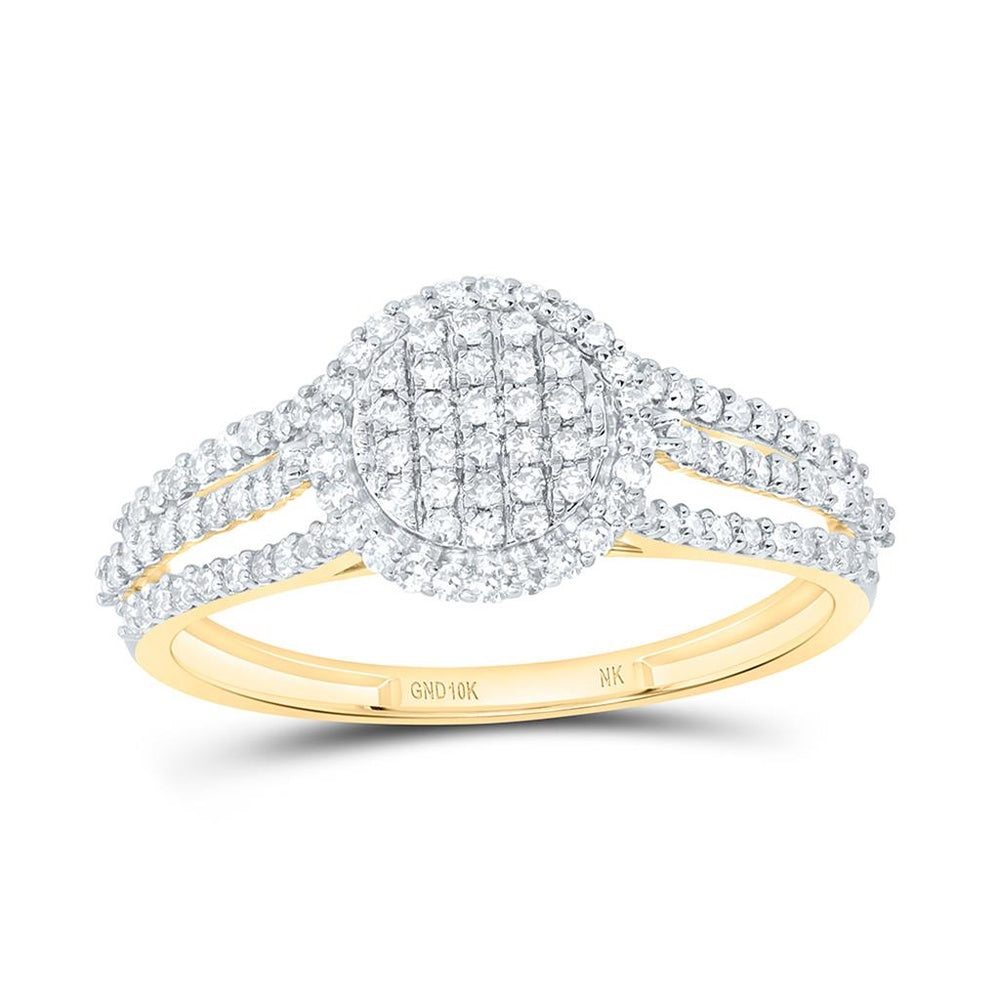 Yellow Gold Natural Diamond Round Ring - 3/8 Carat Total Diamond Weight
