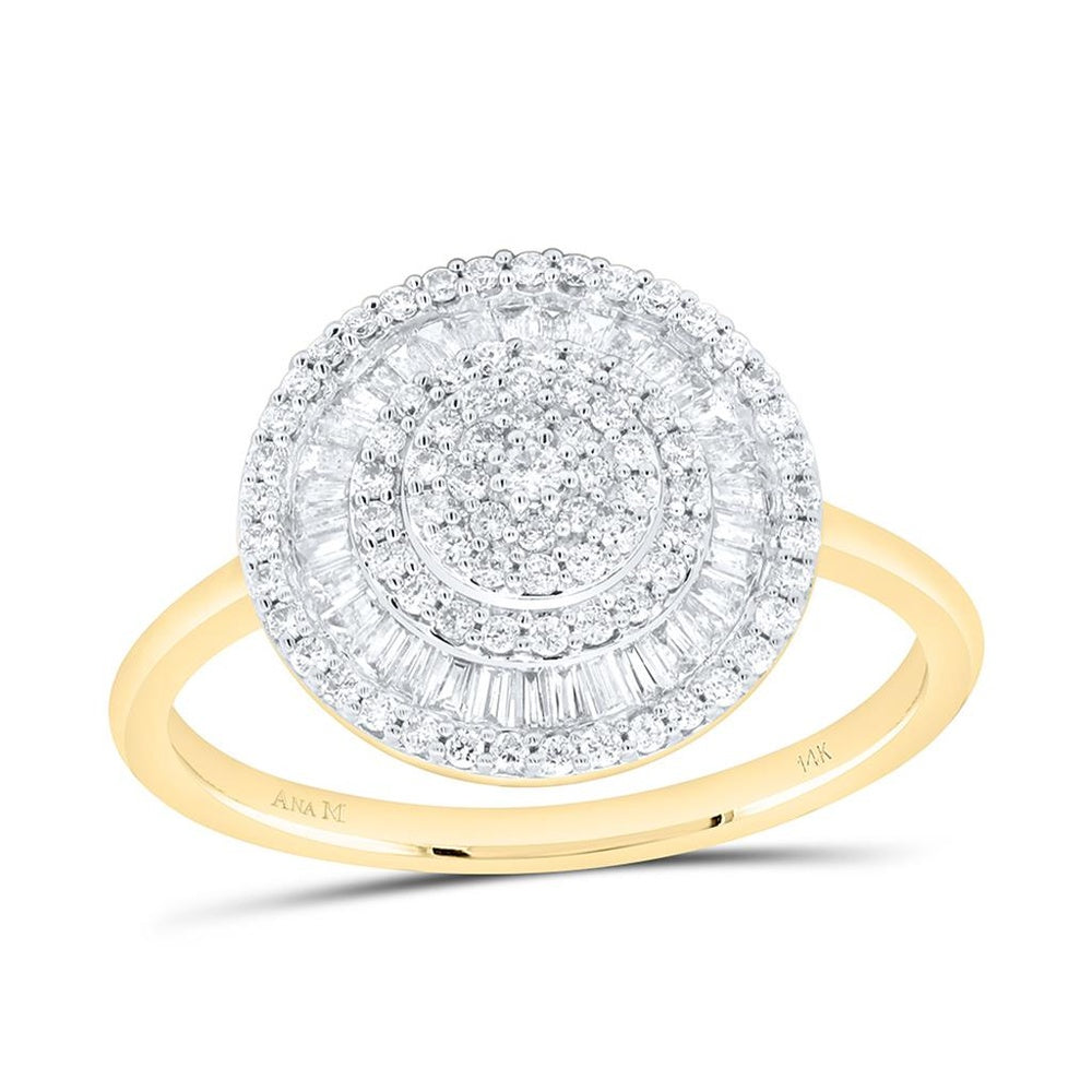 Yellow Gold Natural Diamond - Round Ring - 5/8 Carat Total Diamond Weight