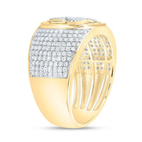 Yellow Gold Natural Diamond Star Of David Men's Ring - 7/8 Carat Total Diamond Weight