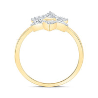Yellow Gold Natural Diamond Star Of David Ring - 1/6 Carat Total Diamond Weight