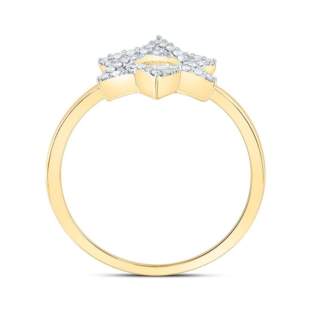 Yellow Gold Natural Diamond Star Of David Ring - 1/6 Carat Total Diamond Weight