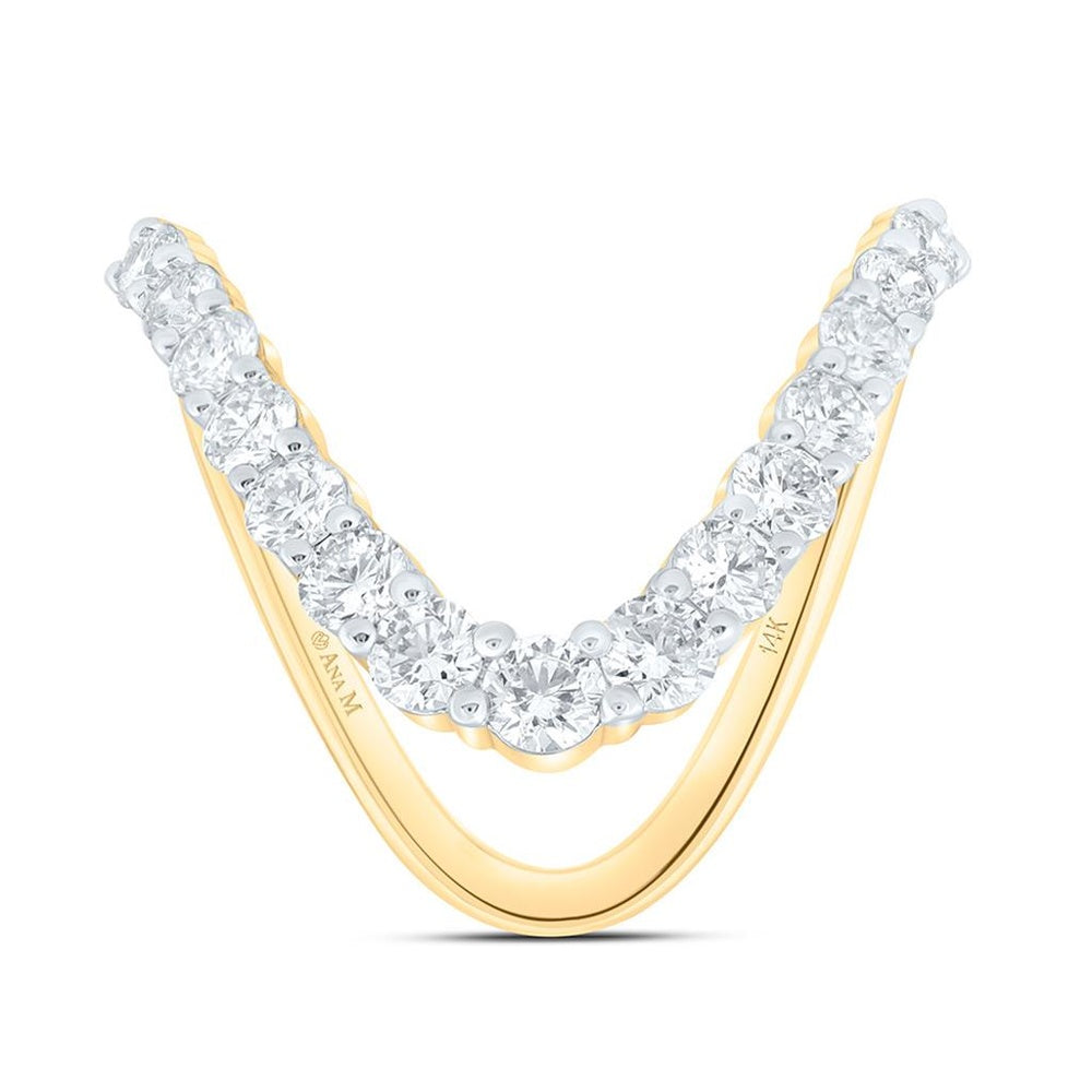 Yellow Gold Natural Diamond Wave Ring - 1 1/4 Carat Total Diamond Weight