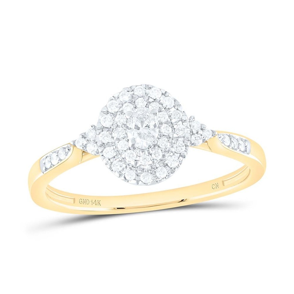 Yellow Gold Oval Diamond Engagement Ring - 1/4 Carat Total Diamond Weight