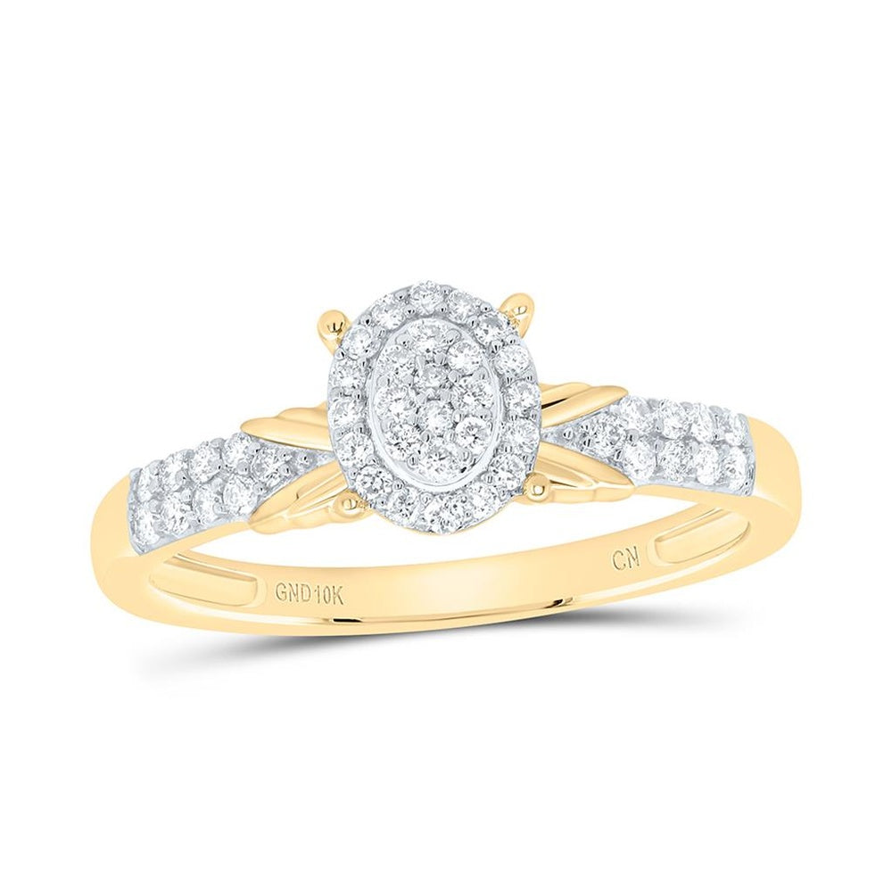 Yellow Gold Oval Diamond Engagement Ring - 1/4 Carat Total Diamond Weight