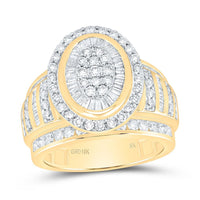 Yellow Gold Oval Diamond Ring - 1 1/2 Carat Total Diamond Weight