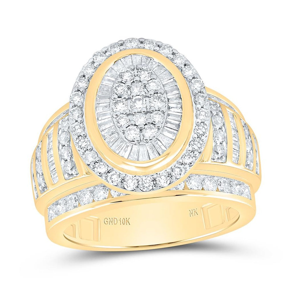 Yellow Gold Oval Diamond Ring - 1 1/2 Carat Total Diamond Weight