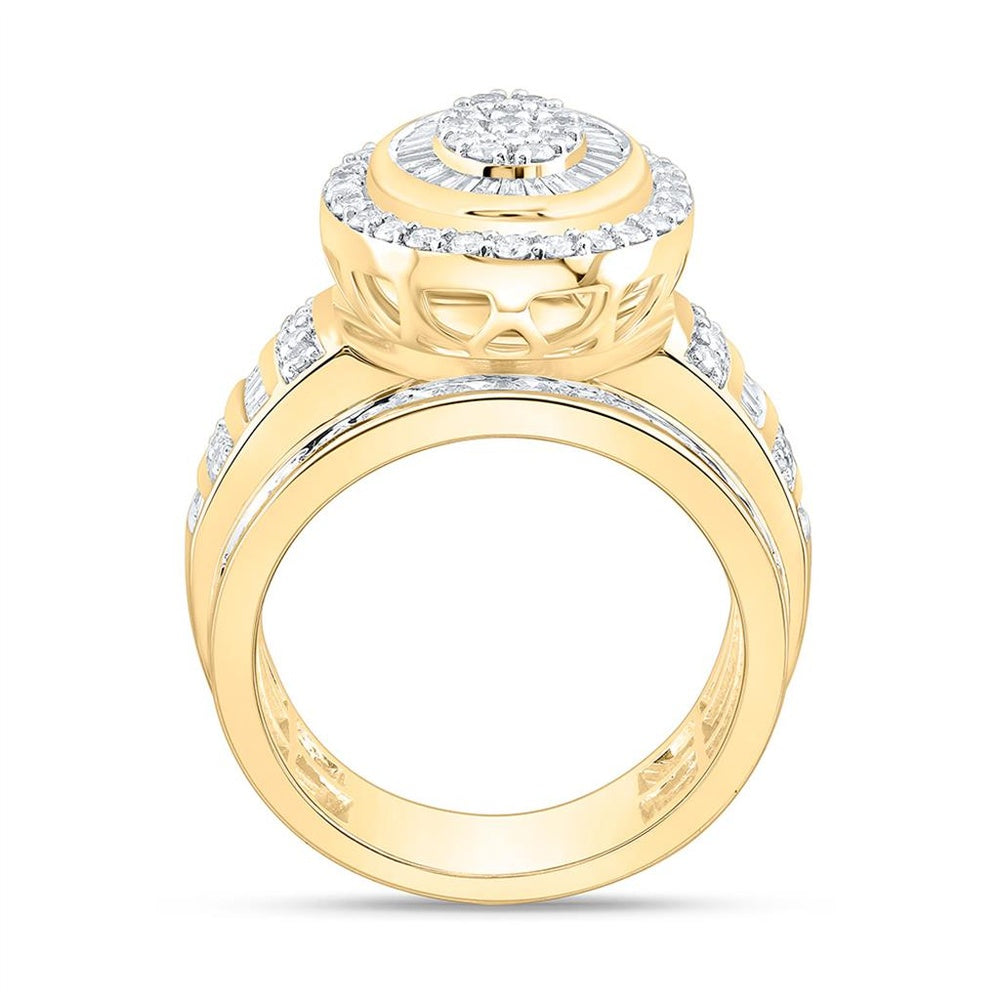 Yellow Gold Oval Diamond Ring - 1 1/2 Carat Total Diamond Weight