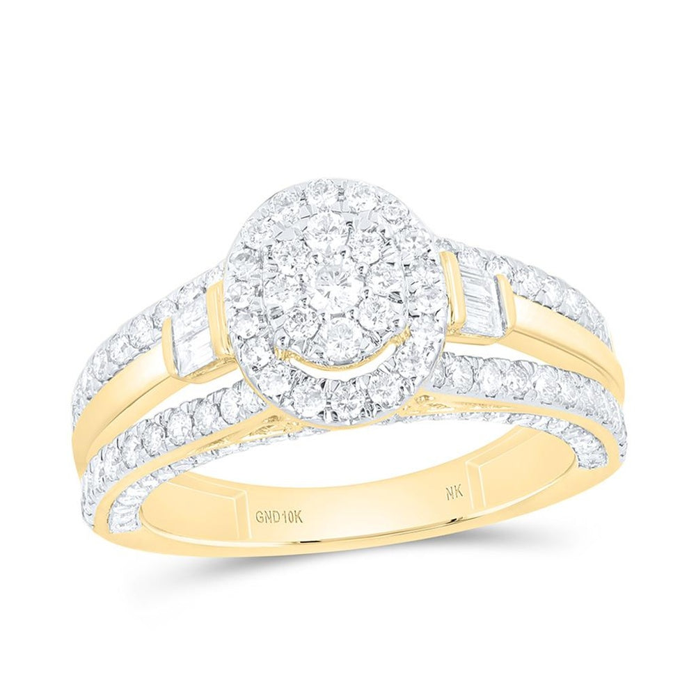 Yellow Gold Oval Diamond Ring - 1 1/3 Carat Total Diamond Weight