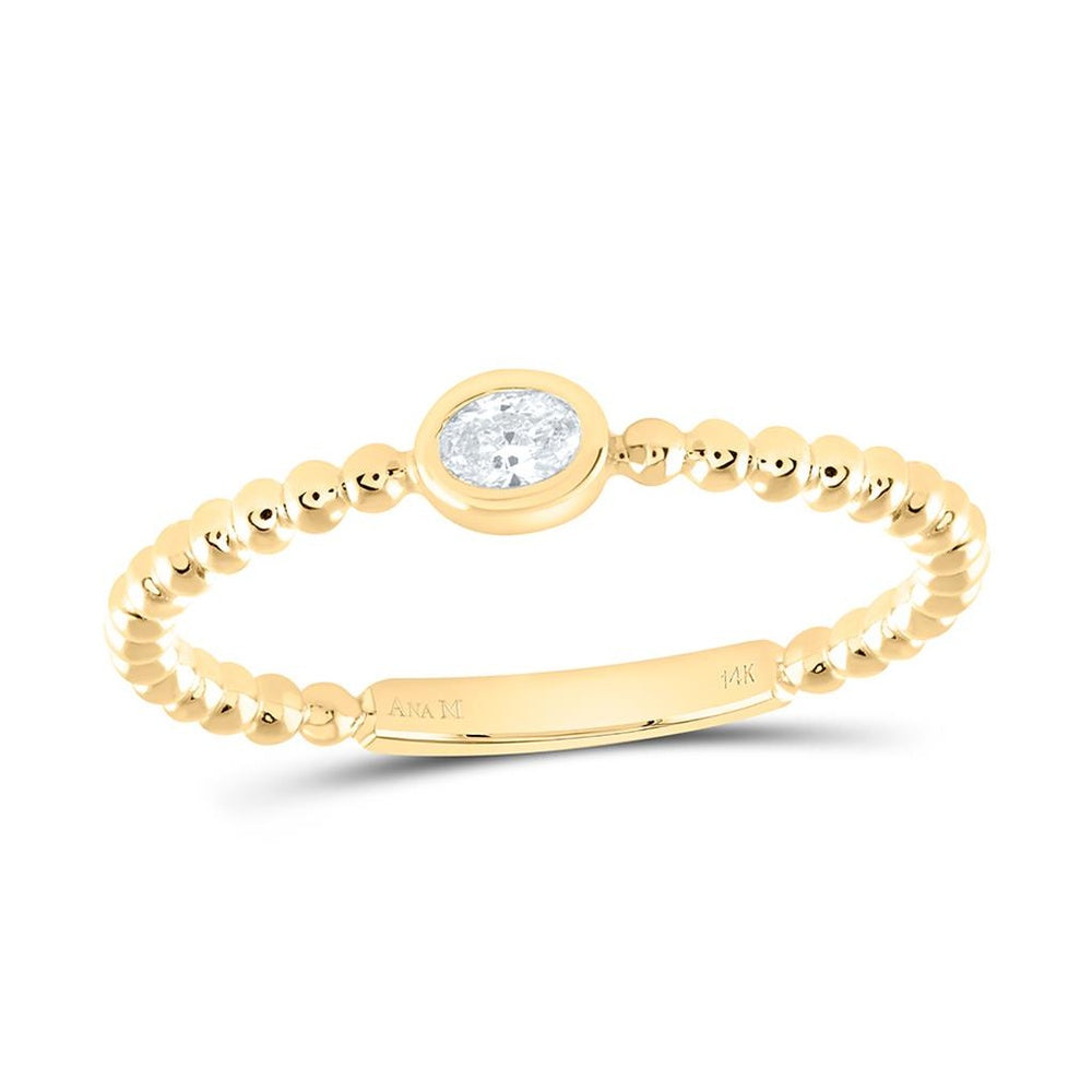 Yellow Gold Oval Diamond Ring - 1/12 Carat Total Diamond Weight
