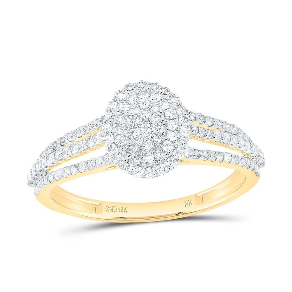 Yellow Gold Oval Diamond Ring - 1/2 Carat Total Diamond Weight