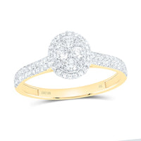 Yellow Gold Oval Diamond Ring - 1/2 Carat Total Diamond Weight