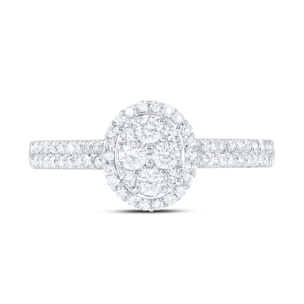 Yellow Gold Oval Diamond Ring - 1/2 Carat Total Diamond Weight