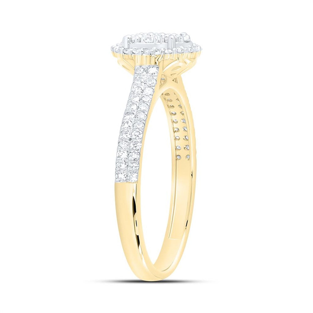 Yellow Gold Oval Diamond Ring - 1/2 Carat Total Diamond Weight