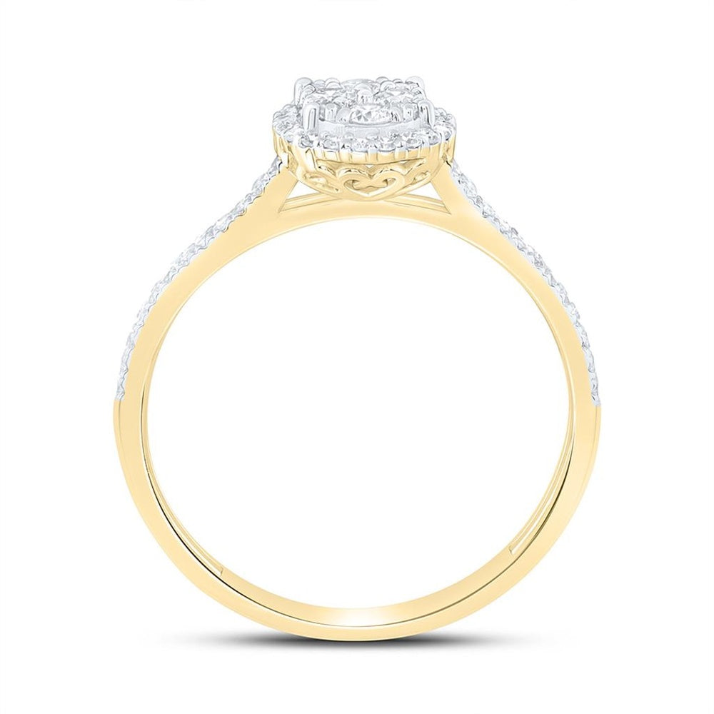 Yellow Gold Oval Diamond Ring - 1/2 Carat Total Diamond Weight
