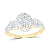 Yellow Gold Oval Diamond Ring - 1/2 Carat Total Diamond Weight