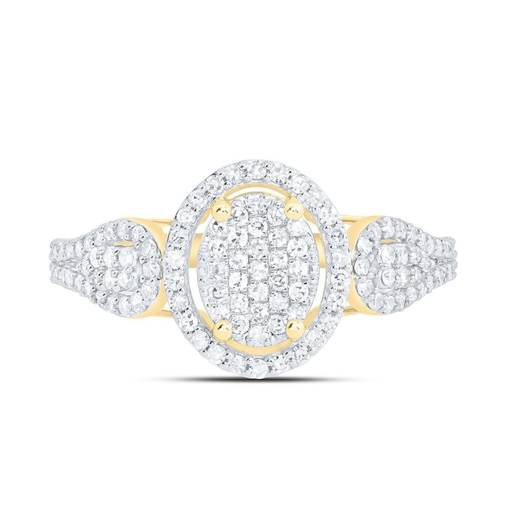 Yellow Gold Oval Diamond Ring - 1/2 Carat Total Diamond Weight