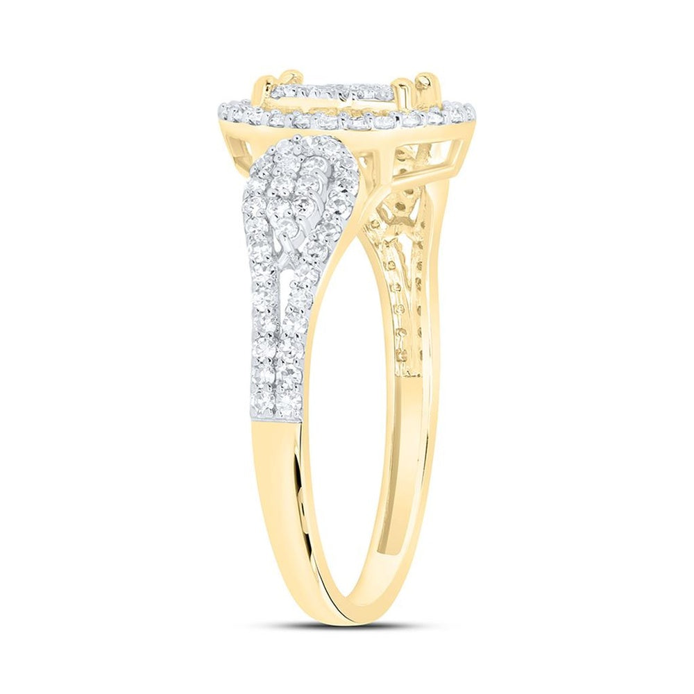 Yellow Gold Oval Diamond Ring - 1/2 Carat Total Diamond Weight
