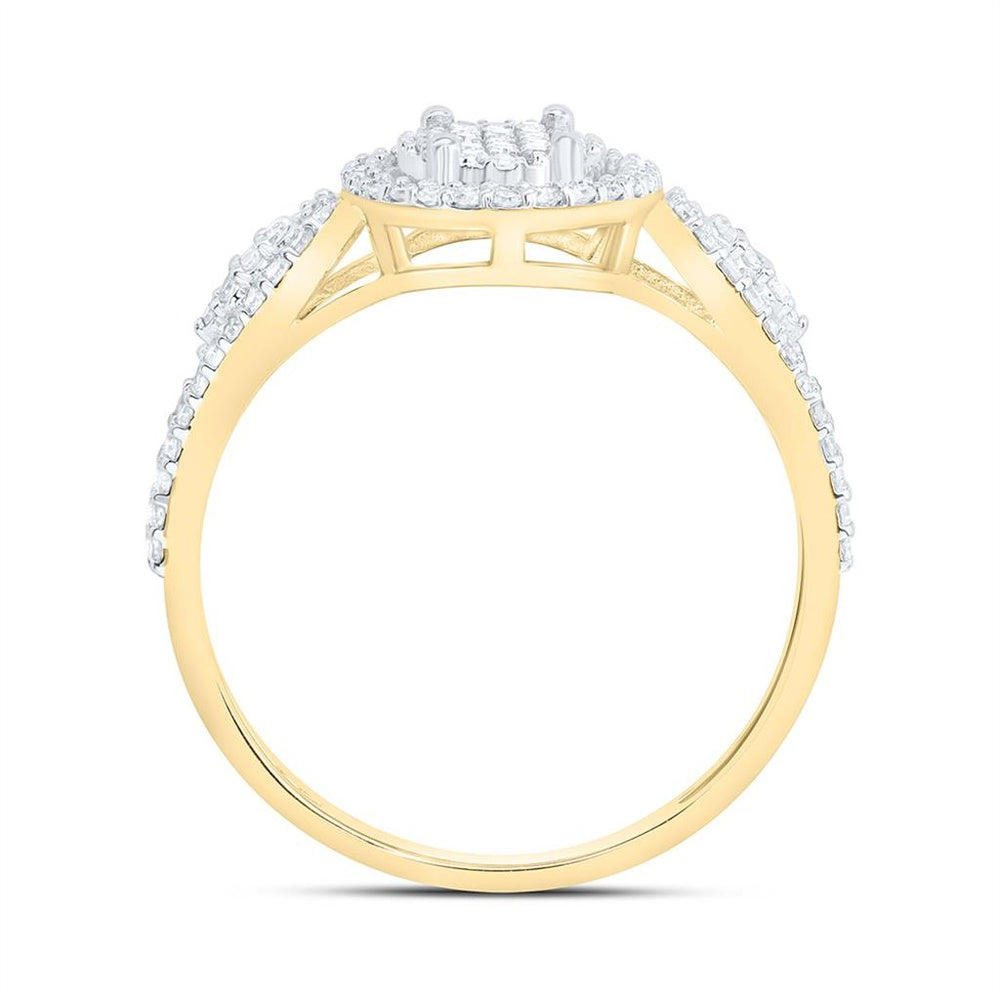 Yellow Gold Oval Diamond Ring - 1/2 Carat Total Diamond Weight