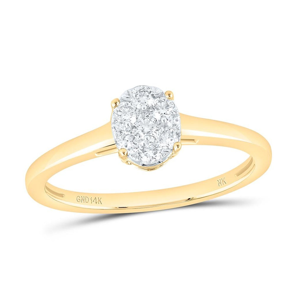 Yellow Gold Oval Diamond Ring - 1/4 Carat Total Diamond Weight