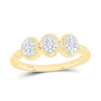 Yellow Gold Oval Diamond Ring - 1/6 Carat Total Diamond Weight
