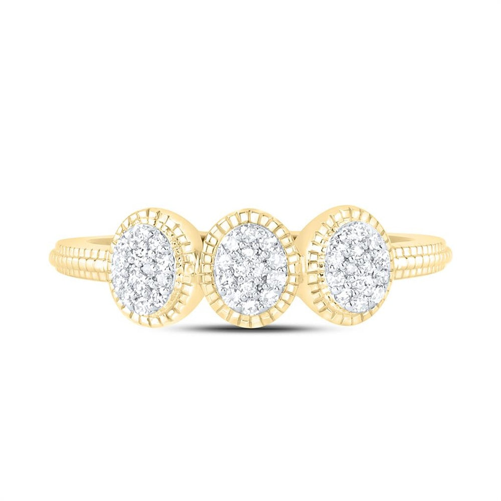 Yellow Gold Oval Diamond Ring - 1/6 Carat Total Diamond Weight