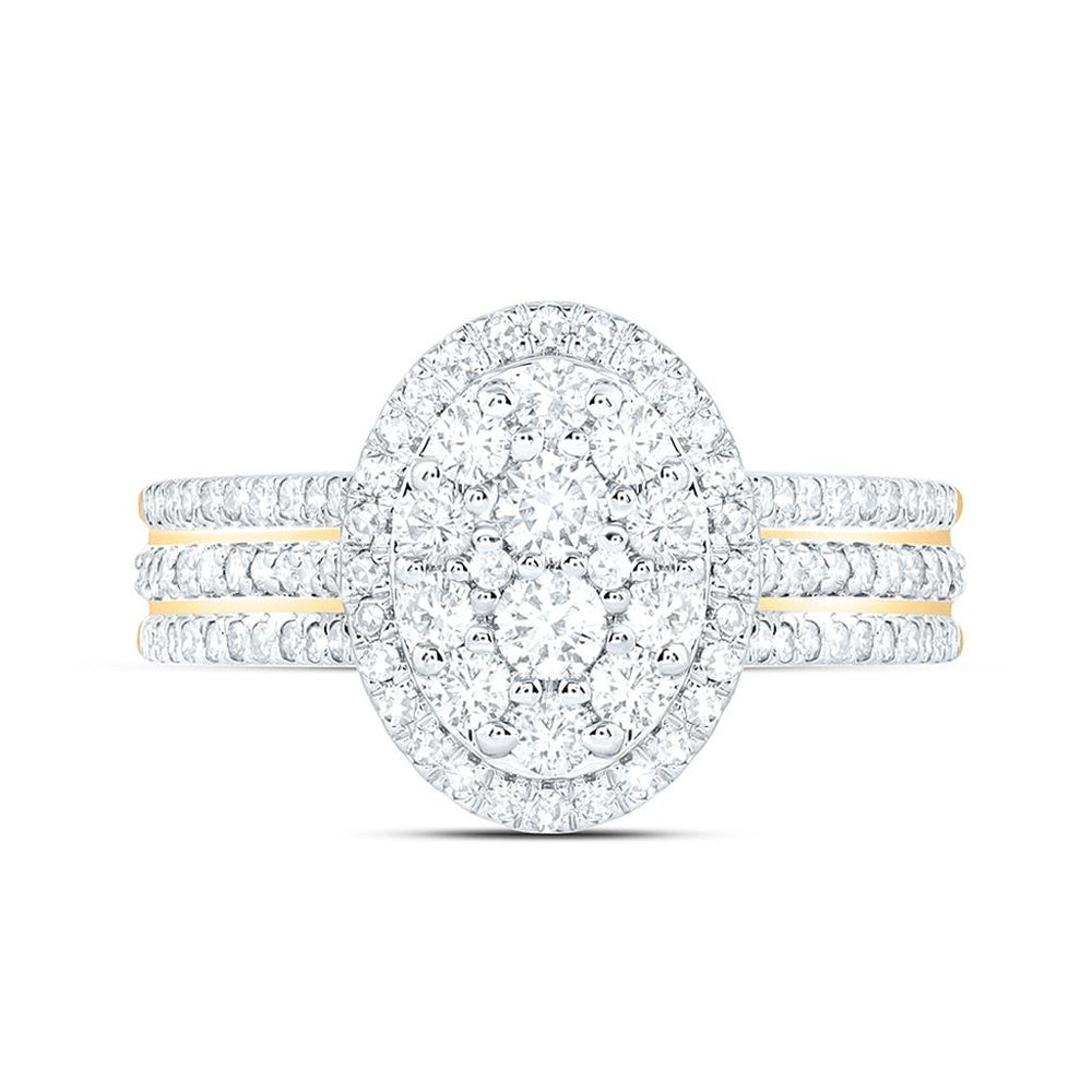 Yellow Gold Oval Diamond Ring - 3/4 Carat Total Diamond Weight