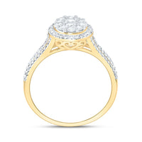 Yellow Gold Oval Diamond Ring - 3/4 Carat Total Diamond Weight