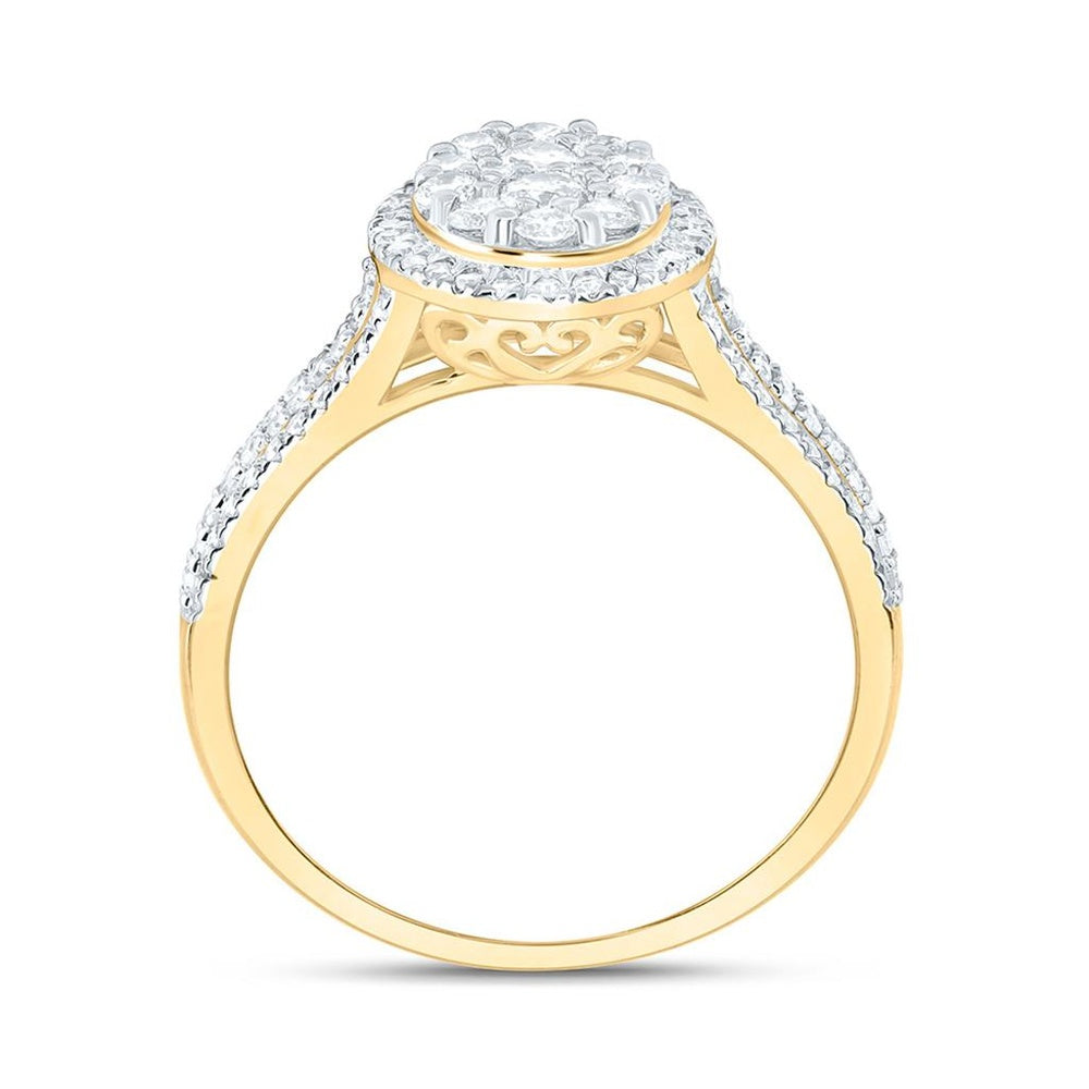 Yellow Gold Oval Diamond Ring - 3/4 Carat Total Diamond Weight