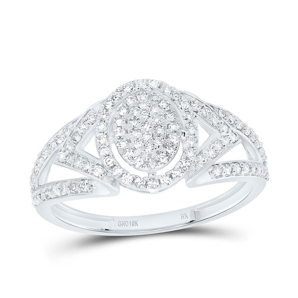 Yellow Gold Oval Diamond Ring - 3/8 Carat Total Diamond Weight
