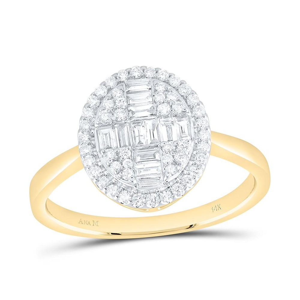 Yellow Gold Oval Diamond Ring - 3/8 Carat Total Diamond Weight
