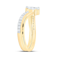 Yellow Gold Pear Diamond Bridal Ring Set - 5/8 Carat Total Diamond Weight