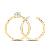 Yellow Gold Pear Diamond Bridal Ring Set - 5/8 Carat Total Diamond Weight