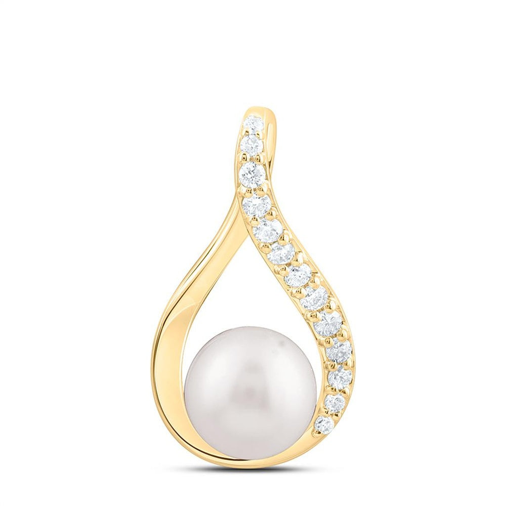 Yellow Gold Pear Diamond Pendant - 1/10 Carat Total Gemstone Weight