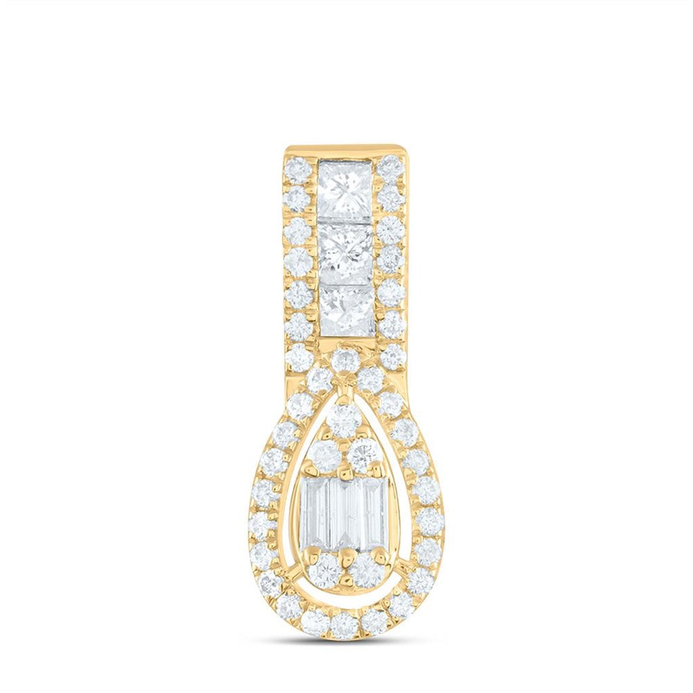 Yellow Gold Pear Diamond Pendant - 1/3 Carat Total Diamond Weight