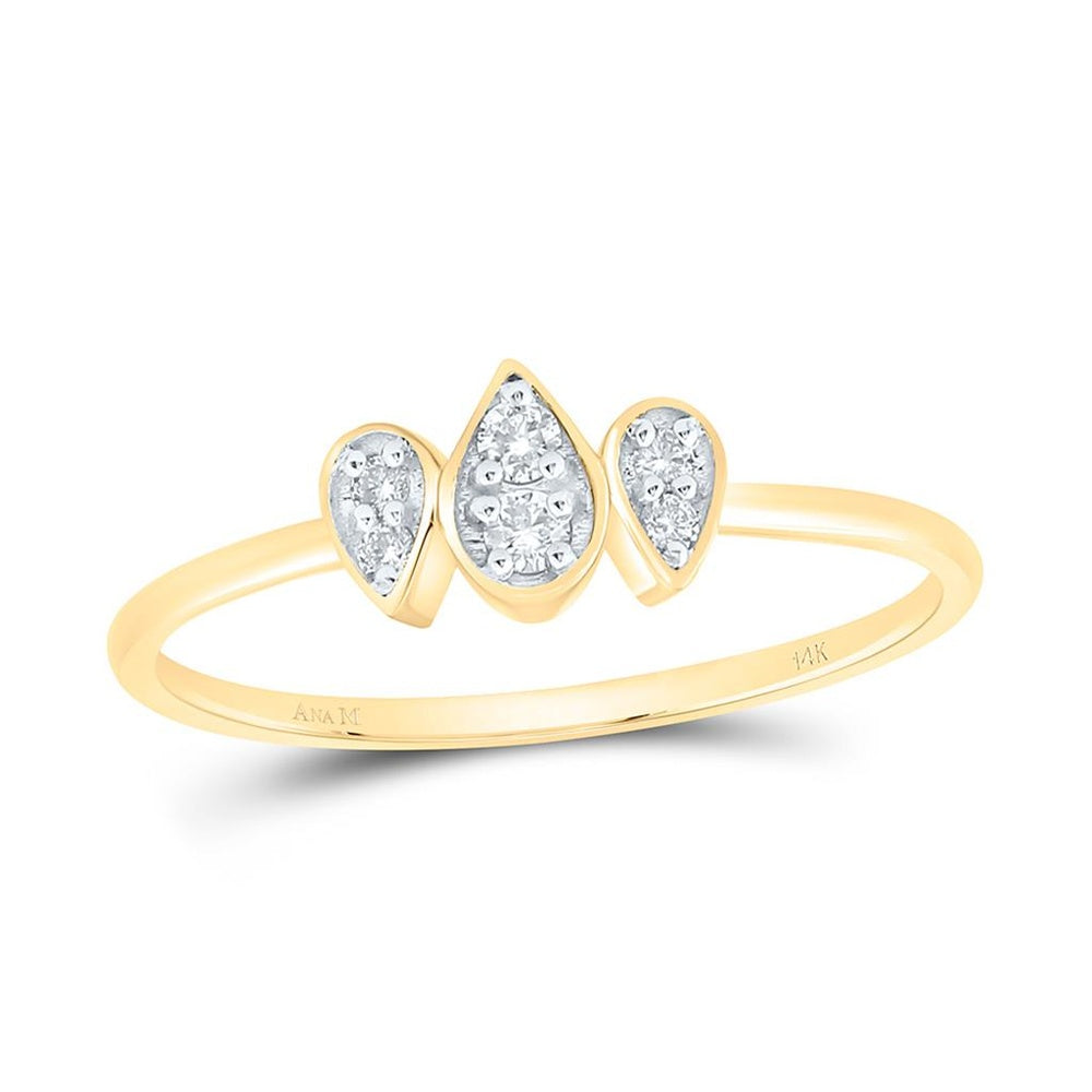 Yellow Gold Pear Diamond Ring - 1/10 Carat Total Diamond Weight