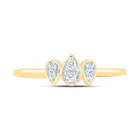 Yellow Gold Pear Diamond Ring - 1/10 Carat Total Diamond Weight