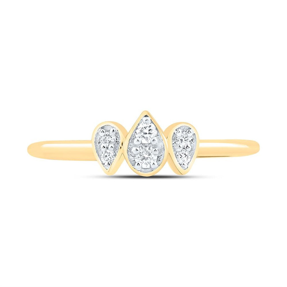 Yellow Gold Pear Diamond Ring - 1/10 Carat Total Diamond Weight
