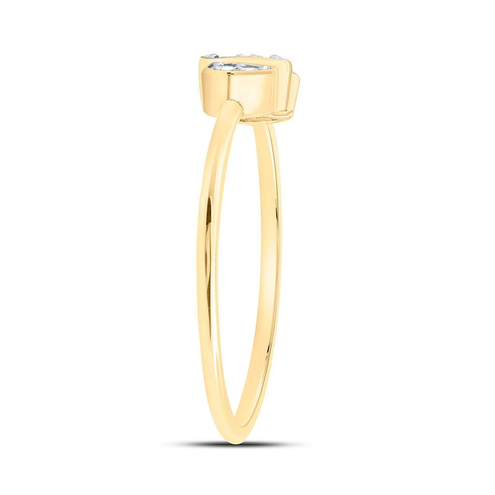 Yellow Gold Pear Diamond Ring - 1/10 Carat Total Diamond Weight