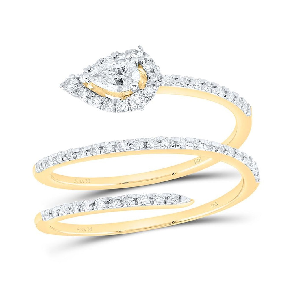 Yellow Gold Pear Diamond Ring - 1/2 Carat Total Diamond Weight