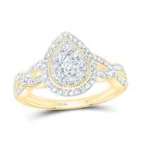 Yellow Gold Pear Diamond Ring - 1/2 Carat Total Diamond Weight