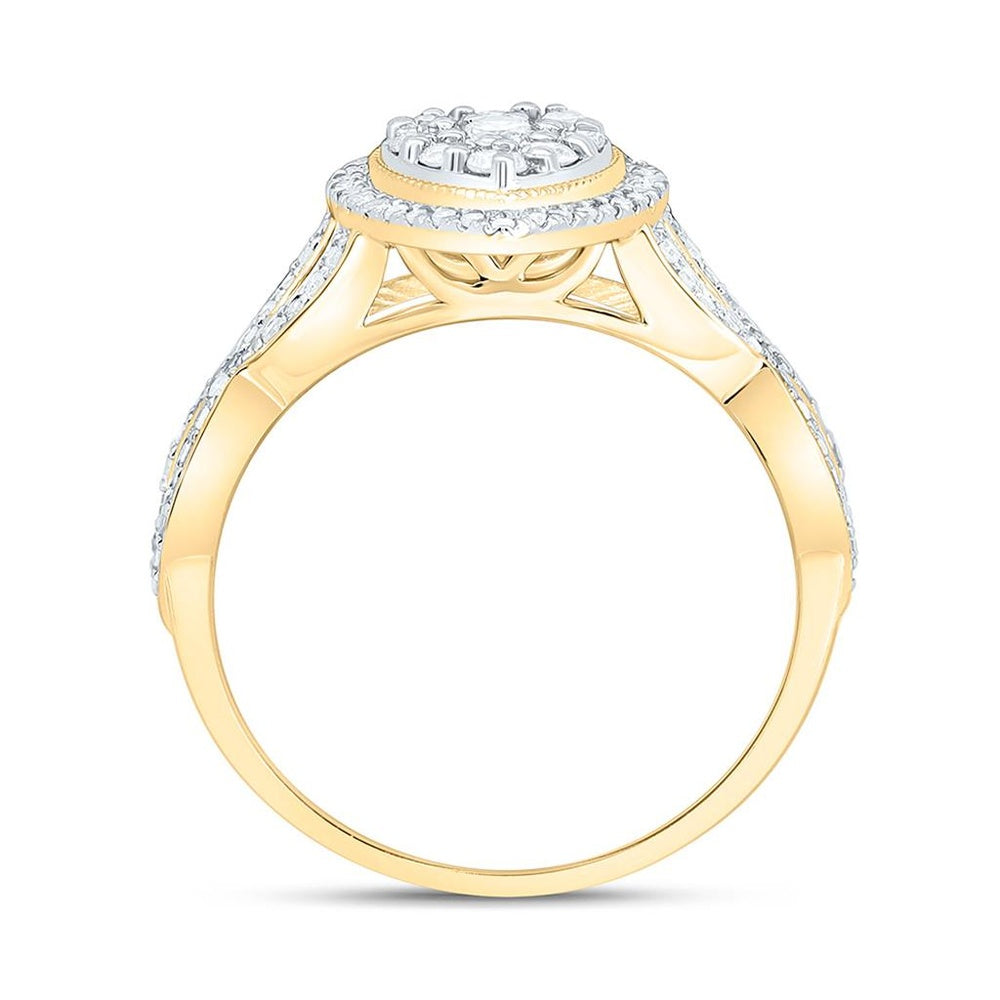 Yellow Gold Pear Diamond Ring - 1/2 Carat Total Diamond Weight