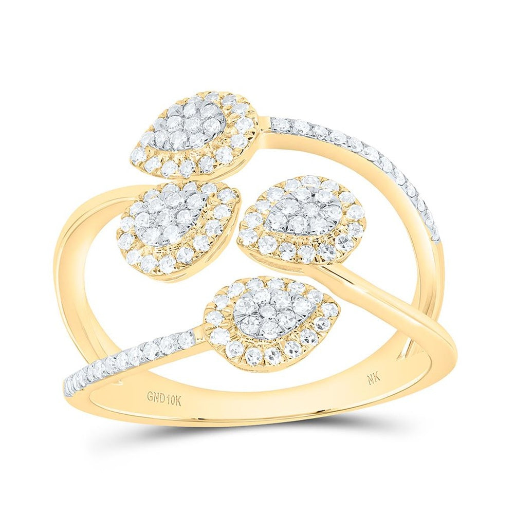 Yellow Gold Pear Diamond Ring - 1/2 Carat Total Diamond Weight